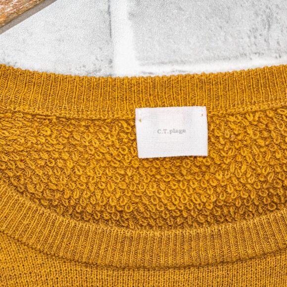 C.T. Plage Cotton Wool Crew Neck Sweater in Mustard Brown Women's Size 40 - Picture 2 of 10